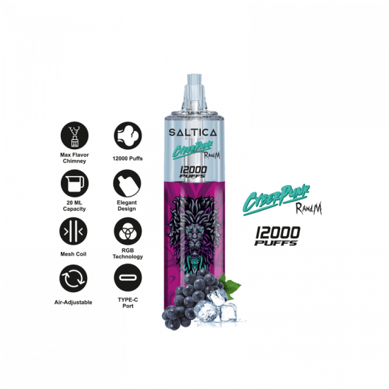 Saltica Cyberpunk 12000 Puff Bar 50mg Nikotin Grape İce Saltica Cyberpunk 12000 Puff Bar 50mg Nikotin Grape İce