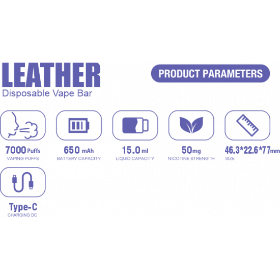 Saltica Leather 7000 Puff Bar 50mg Nikotin Grape İce Saltica Leather 7000 Puff Bar 50mg Nikotin Grape İce